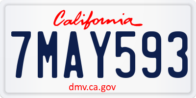 CA license plate 7MAY593