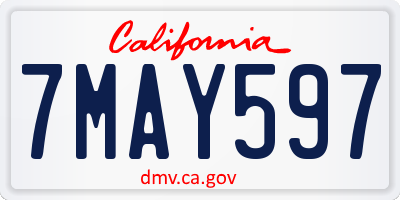 CA license plate 7MAY597