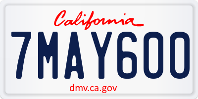 CA license plate 7MAY600