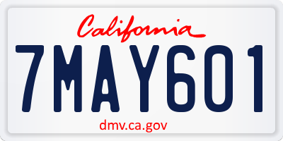 CA license plate 7MAY601