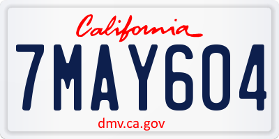 CA license plate 7MAY604