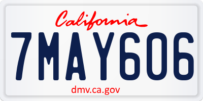 CA license plate 7MAY606