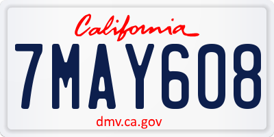 CA license plate 7MAY608