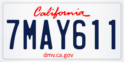CA license plate 7MAY611
