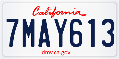 CA license plate 7MAY613