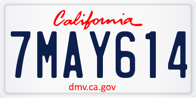 CA license plate 7MAY614