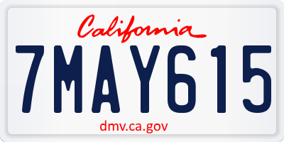 CA license plate 7MAY615