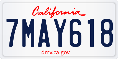 CA license plate 7MAY618