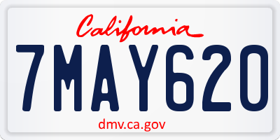 CA license plate 7MAY620