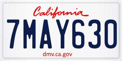 CA license plate 7MAY630