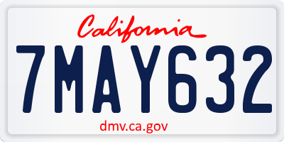 CA license plate 7MAY632