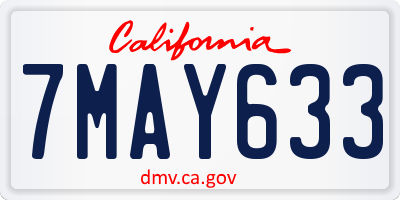 CA license plate 7MAY633