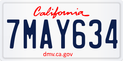 CA license plate 7MAY634
