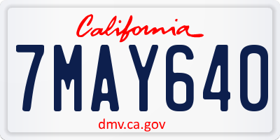 CA license plate 7MAY640