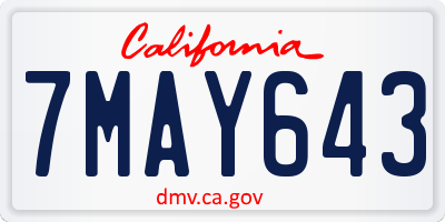 CA license plate 7MAY643