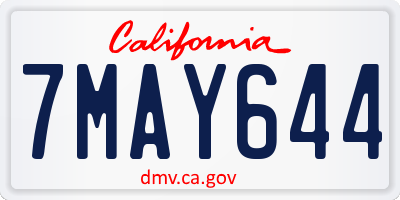 CA license plate 7MAY644