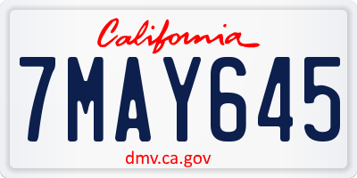 CA license plate 7MAY645