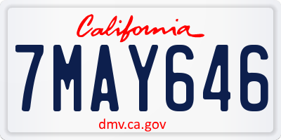CA license plate 7MAY646