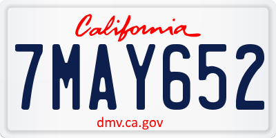 CA license plate 7MAY652