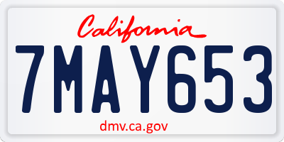 CA license plate 7MAY653