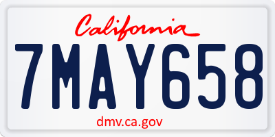 CA license plate 7MAY658