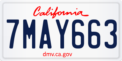 CA license plate 7MAY663
