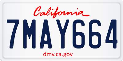 CA license plate 7MAY664
