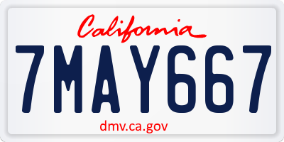 CA license plate 7MAY667