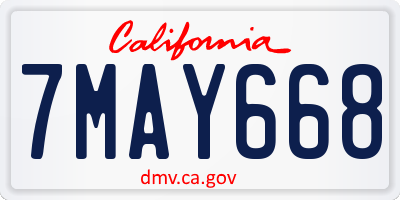 CA license plate 7MAY668