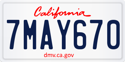 CA license plate 7MAY670