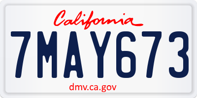 CA license plate 7MAY673