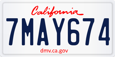 CA license plate 7MAY674