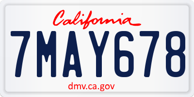 CA license plate 7MAY678
