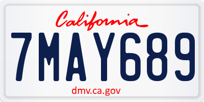 CA license plate 7MAY689