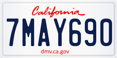 CA license plate 7MAY690