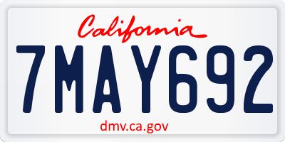 CA license plate 7MAY692