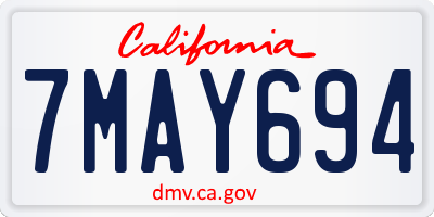 CA license plate 7MAY694