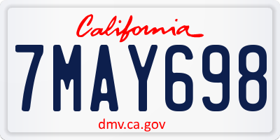 CA license plate 7MAY698