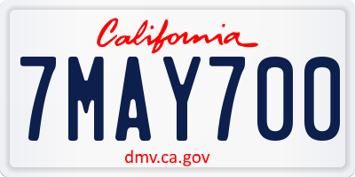 CA license plate 7MAY700