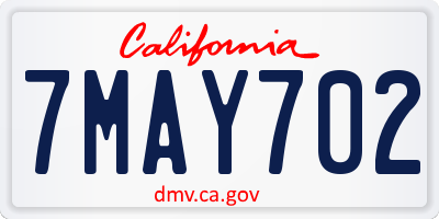CA license plate 7MAY702