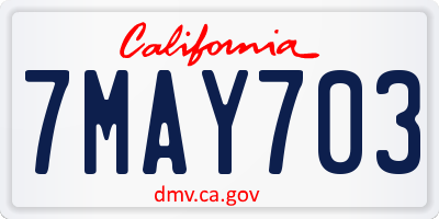 CA license plate 7MAY703