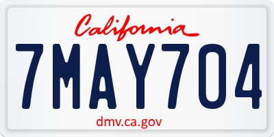 CA license plate 7MAY704