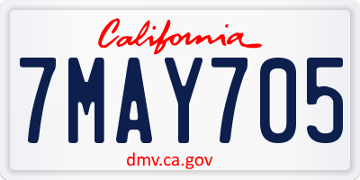 CA license plate 7MAY705