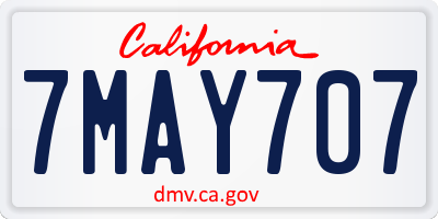 CA license plate 7MAY707