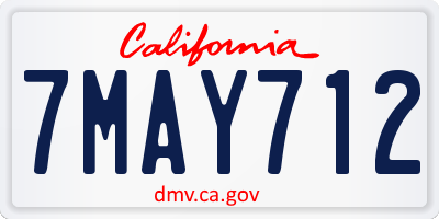 CA license plate 7MAY712