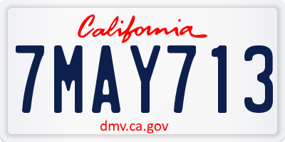 CA license plate 7MAY713