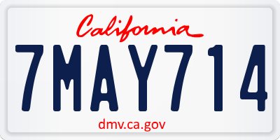 CA license plate 7MAY714
