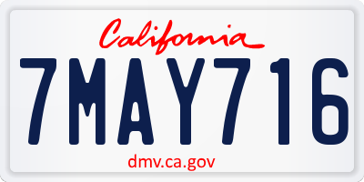 CA license plate 7MAY716