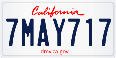 CA license plate 7MAY717