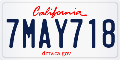 CA license plate 7MAY718